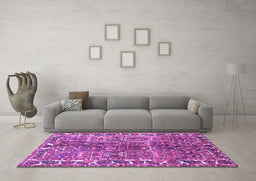 Machine Washable Persian Purple Traditional Area Rugs in a Living Room, wshtr4516pur
