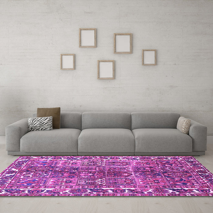 Machine Washable Persian Purple Traditional Area Rugs in a Living Room, wshtr4516pur