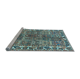 Sideview of Machine Washable Persian Light Blue Traditional Rug, wshtr4516lblu