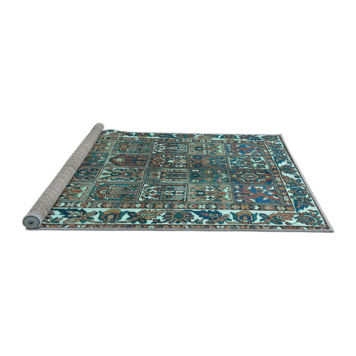 Sideview of Machine Washable Persian Light Blue Traditional Rug, wshtr4516lblu