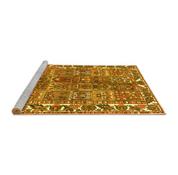Sideview of Machine Washable Persian Yellow Traditional Rug, wshtr4516yw