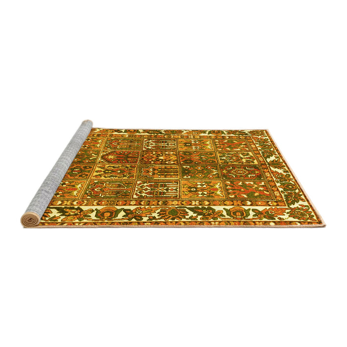 Sideview of Machine Washable Persian Yellow Traditional Rug, wshtr4516yw