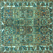 Square Machine Washable Persian Turquoise Traditional Area Rugs, wshtr4516turq