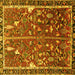 Square Animal Yellow Traditional Rug, tr4517yw