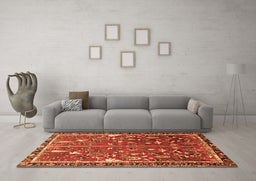 Machine Washable Animal Orange Traditional Area Rugs in a Living Room, wshtr4517org
