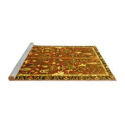 Sideview of Machine Washable Animal Yellow Traditional Rug, wshtr4517yw