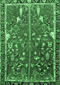 Animal Emerald Green Traditional Rug, tr4517emgrn