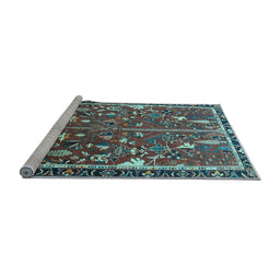Sideview of Machine Washable Animal Light Blue Traditional Rug, wshtr4517lblu