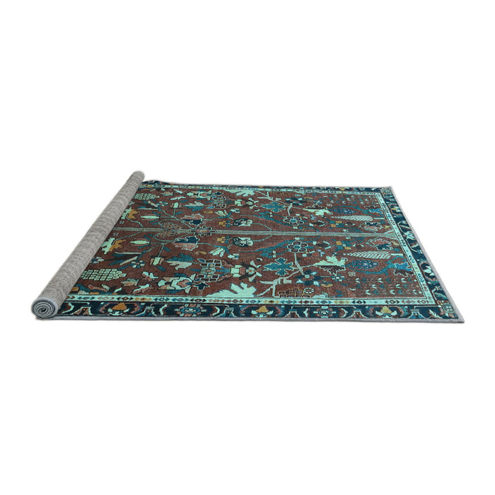 Sideview of Machine Washable Animal Light Blue Traditional Rug, wshtr4517lblu