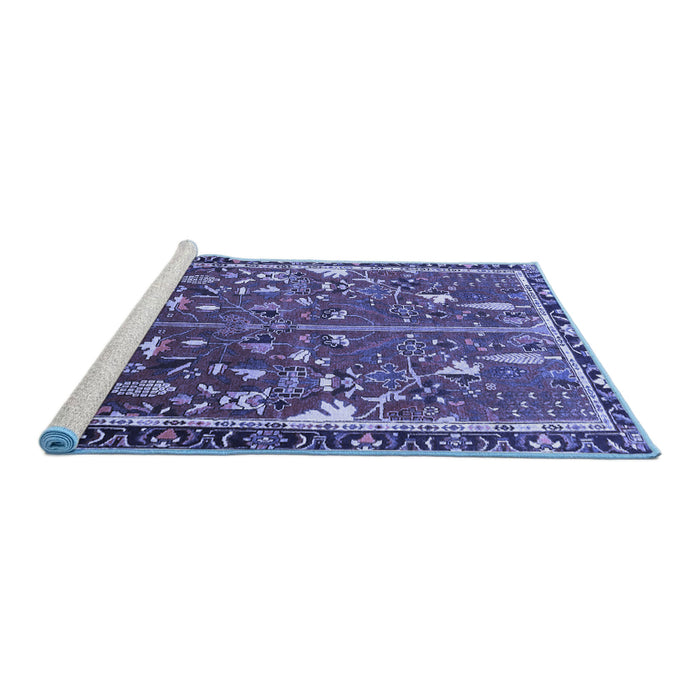 Sideview of Machine Washable Animal Blue Traditional Rug, wshtr4517blu
