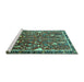 Sideview of Machine Washable Animal Turquoise Traditional Area Rugs, wshtr4517turq