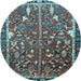 Round Animal Light Blue Traditional Rug, tr4517lblu