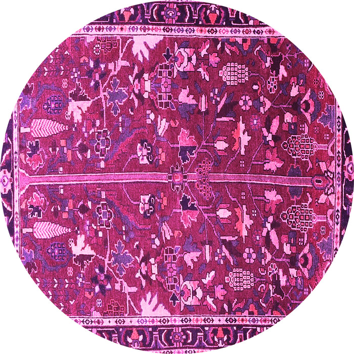 Round Machine Washable Animal Pink Traditional Rug, wshtr4517pnk