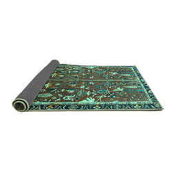 Sideview of Animal Turquoise Traditional Rug, tr4517turq