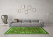 Machine Washable Animal Green Traditional Area Rugs in a Living Room,, wshtr4517grn