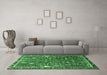 Machine Washable Animal Emerald Green Traditional Area Rugs in a Living Room,, wshtr4517emgrn