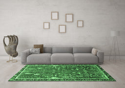 Machine Washable Animal Emerald Green Traditional Area Rugs in a Living Room,, wshtr4517emgrn