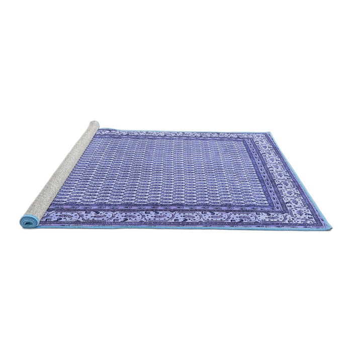 Sideview of Machine Washable Persian Blue Traditional Rug, wshtr4518blu