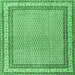 Square Persian Emerald Green Traditional Rug, tr4518emgrn