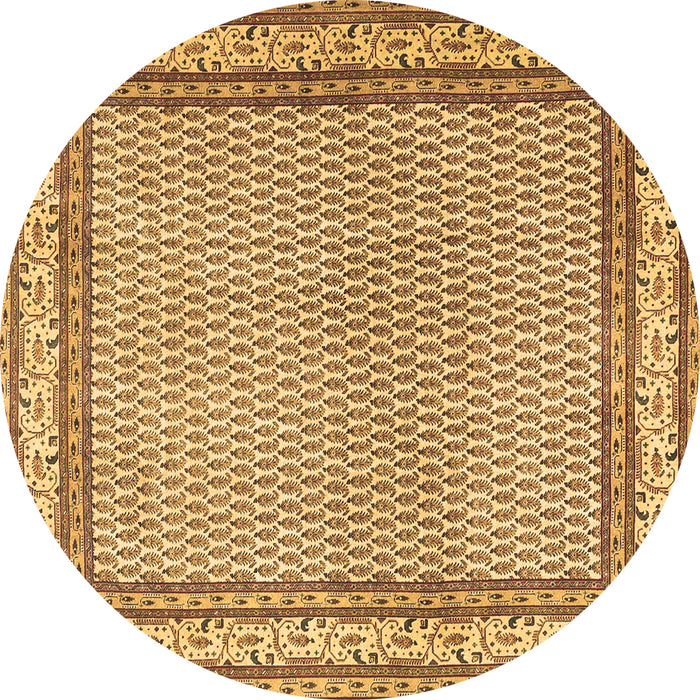 Round Persian Brown Traditional Rug, tr4518brn