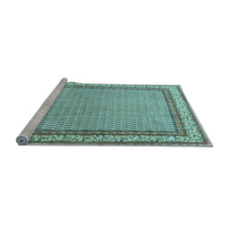 Sideview of Machine Washable Persian Light Blue Traditional Rug, wshtr4518lblu