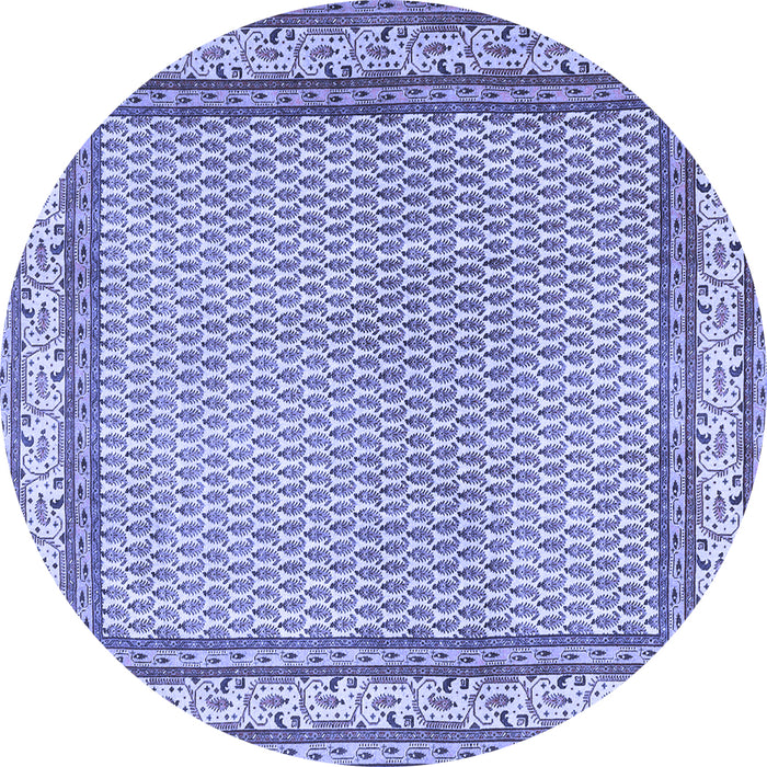 Round Machine Washable Persian Blue Traditional Rug, wshtr4518blu