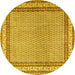 Round Persian Yellow Traditional Rug, tr4518yw