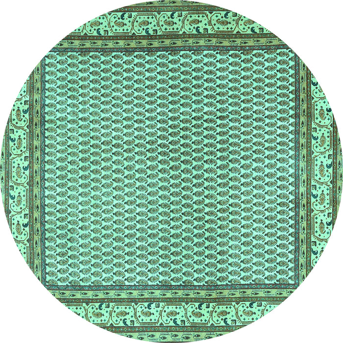 Round Persian Turquoise Traditional Rug, tr4518turq