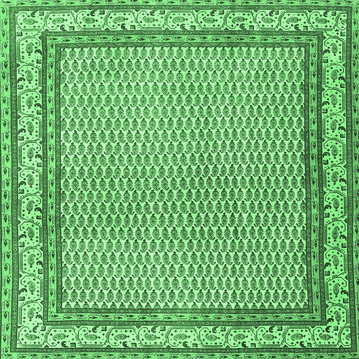 Square Machine Washable Persian Emerald Green Traditional Area Rugs, wshtr4518emgrn