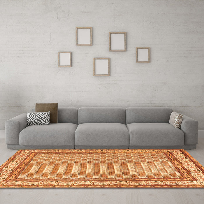 Machine Washable Persian Orange Traditional Area Rugs in a Living Room, wshtr4518org