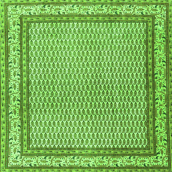 Round Machine Washable Persian Green Traditional Area Rugs, wshtr4518grn