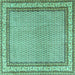 Square Machine Washable Persian Turquoise Traditional Area Rugs, wshtr4518turq