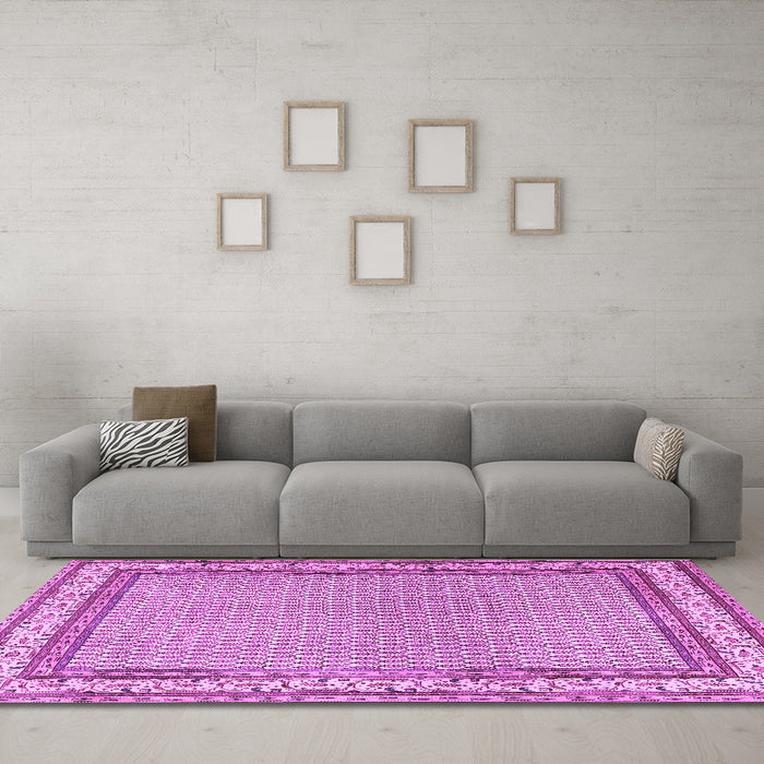 Machine Washable Persian Purple Traditional Area Rugs in a Living Room, wshtr4518pur