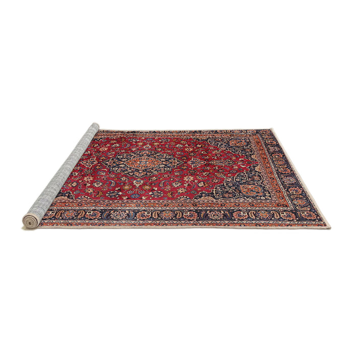 Sideview of Machine Washable Traditional Saffron Red Rug, wshtr4519