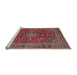 Sideview of Machine Washable Traditional Saffron Red Rug, wshtr4519