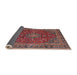 Sideview of Traditional Saffron Red Medallion Rug, tr4519