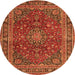 Square Medallion Orange Traditional Rug, tr4519org