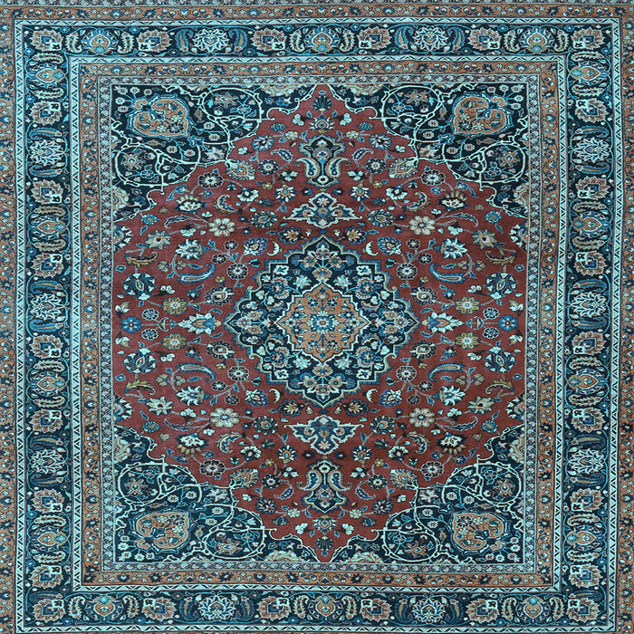 Square Medallion Light Blue Traditional Rug, tr4519lblu