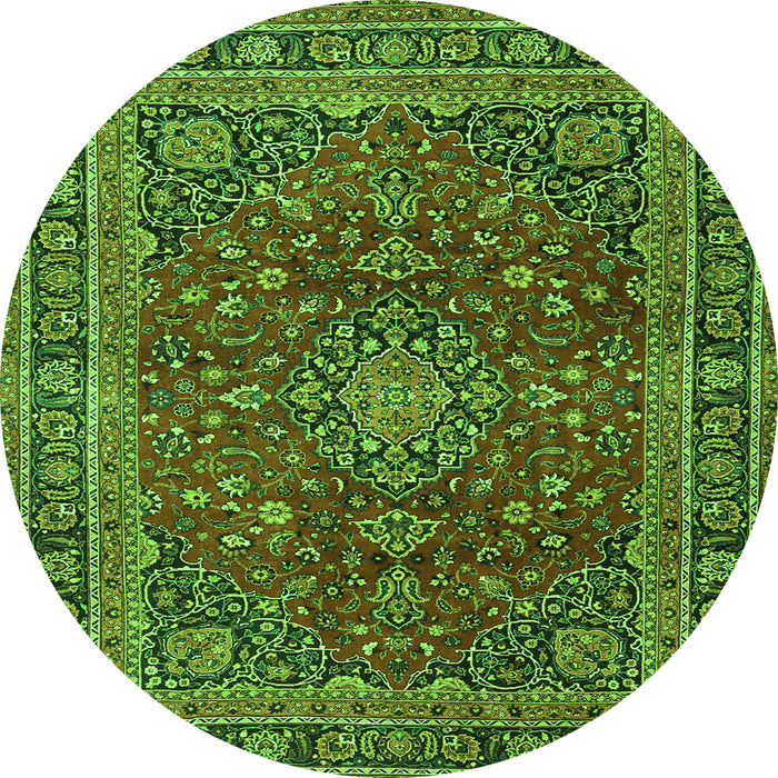 Machine Washable Medallion Green Traditional Area Rugs, wshtr4519grn
