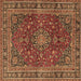 Square Medallion Brown Traditional Rug, tr4519brn