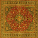 Square Medallion Yellow Traditional Rug, tr4519yw