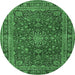 Round Medallion Emerald Green Traditional Rug, tr4519emgrn