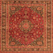 Serging Thickness of Medallion Orange Traditional Rug, tr4519org