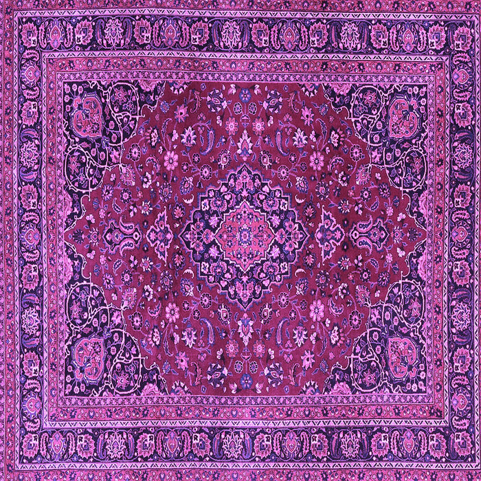 Square Machine Washable Medallion Purple Traditional Area Rugs, wshtr4519pur