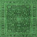 Square Medallion Emerald Green Traditional Rug, tr4519emgrn