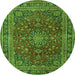 Square Medallion Green Traditional Rug, tr4519grn