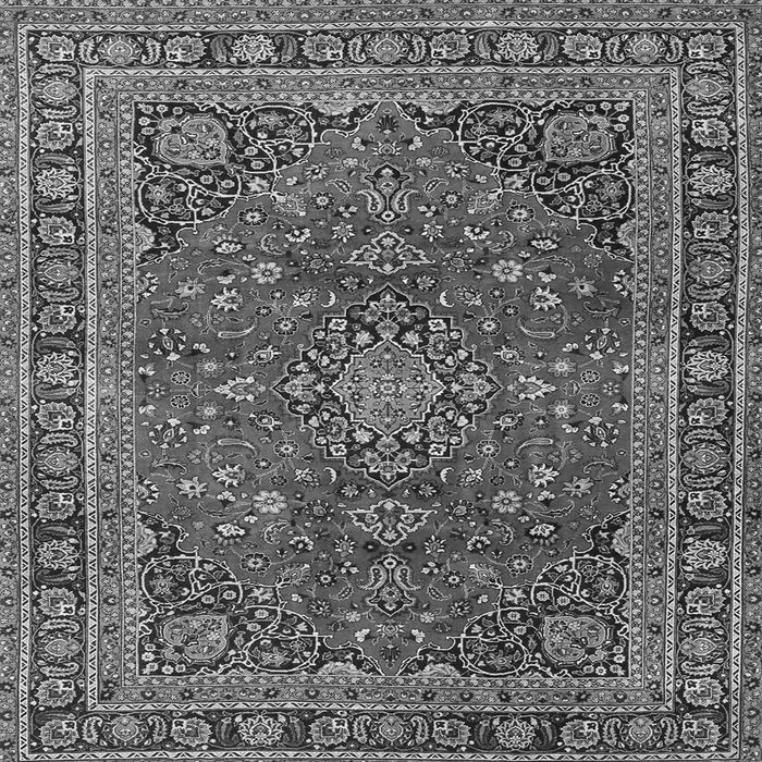 Round Machine Washable Medallion Gray Traditional Rug, wshtr4519gry