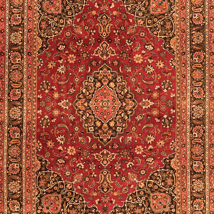 Serging Thickness of Machine Washable Medallion Orange Traditional Area Rugs, wshtr4519org