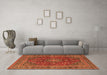 Machine Washable Medallion Orange Traditional Area Rugs in a Living Room, wshtr4519org