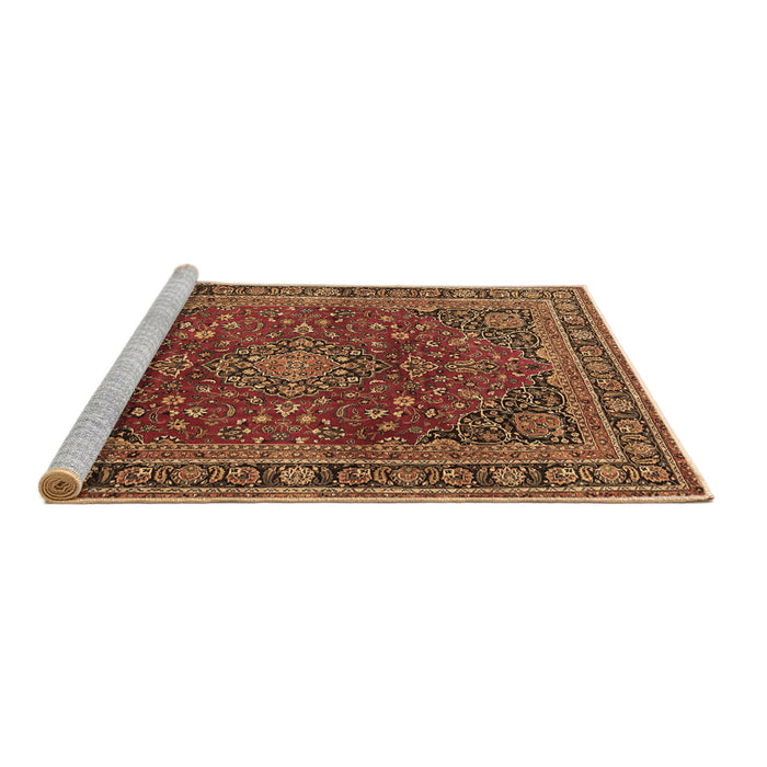 Sideview of Machine Washable Medallion Brown Traditional Rug, wshtr4519brn